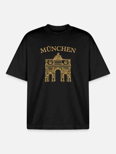 Iconic Victory Gate Munich - Boxy Heavyweight Unisex Organic T-Shirt by Stanley/Stella - black