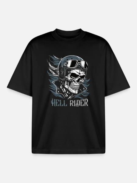 Skull Rider with Goggles - Boxy Heavyweight Unisex Organic T-Shirt by Stanley/Stella - black
