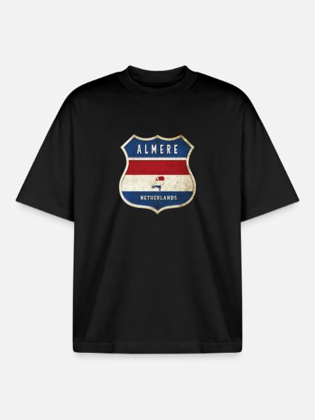 Design du blason d'Almere, Pays-Bas - T-shirt unisexe boxy épais biologique Stanley/Stella - noir