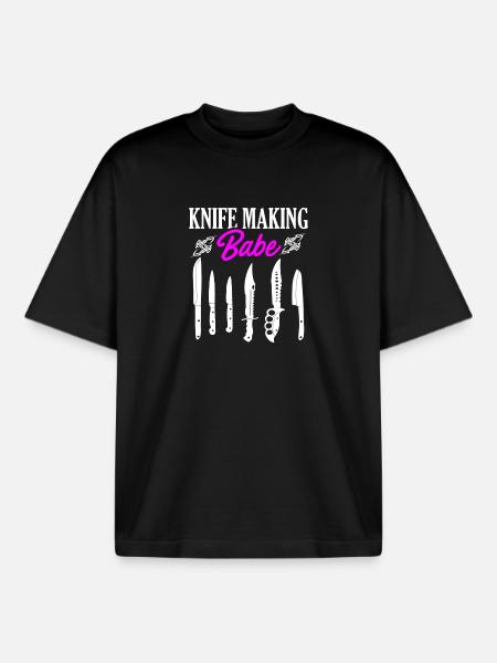 Knife Making Babe Knives Design - Boxy Heavyweight Unisex Organic T-Shirt by Stanley/Stella - black