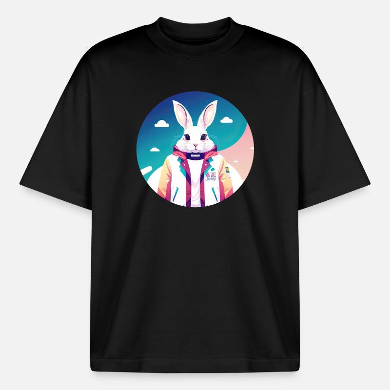 Bunny, Rabbit, Easter Bunny - Boxy Heavyweight Unisex Organic T-Shirt by Stanley/Stella - black