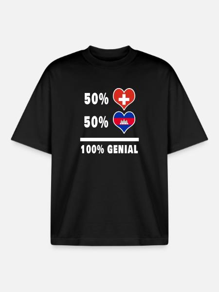 Camboya y Suiza 100% impresionante bandera - Camiseta unisex boxy orgánica de Stanley/Stella - negro