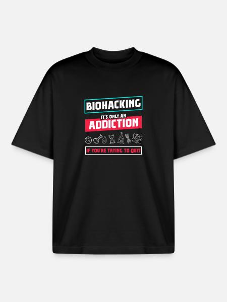 Biohacking it's only an Addiction - Boxy Heavyweight Unisex Organic T-Shirt by Stanley/Stella - black