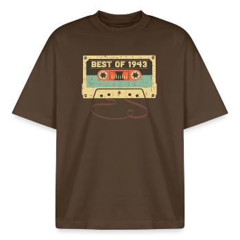 Best of 1943 80th birthday Awesome 80 years old - Boxy Heavyweight Unisex Organic T-Shirt by Stanley/Stella - mocha - Front - AI Model Male 185 light (185cm) & AI Model Female 172 dark (172cm)