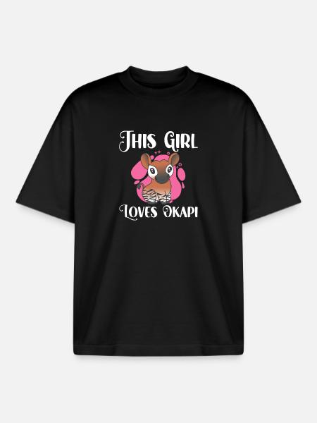 This girl loves okapi - Boxy Heavyweight Unisex Organic T-Shirt by Stanley/Stella - black