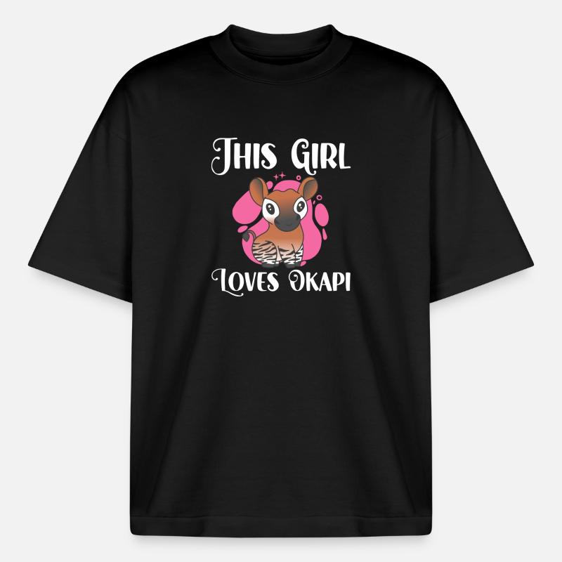 Dieses Mädchen liebt Okapi - Boxy Heavyweight Unisex Organic T-Shirt von Stanley/Stella - Schwarz