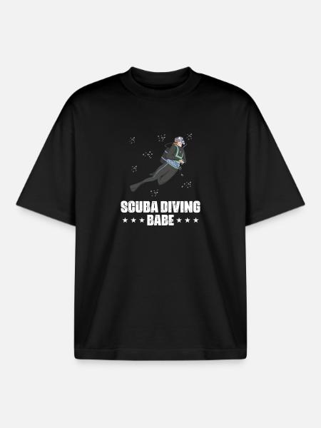 Scuba Diving Spearfishing Design - Boxy Heavyweight Unisex Organic T-Shirt by Stanley/Stella - black