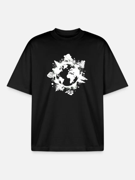 Planet Earth, Trees, Climate Protection, Environment - Boxy Heavyweight Unisex Organic T-Shirt by Stanley/Stella - black