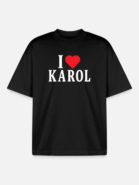 nazwa koszulki Uwielbiam Karol pomysł na prezent na koszulkę - T-shirt unisex boxy ciężki organiczny Stanley/Stella - czarny