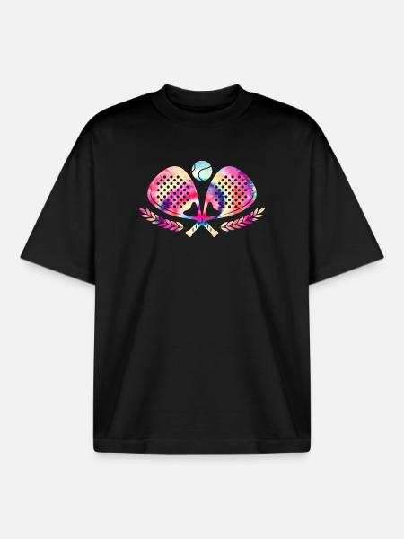 Padel Tennis Tie Dyed - Boxy Heavyweight Unisex Organic T-Shirt by Stanley/Stella - black