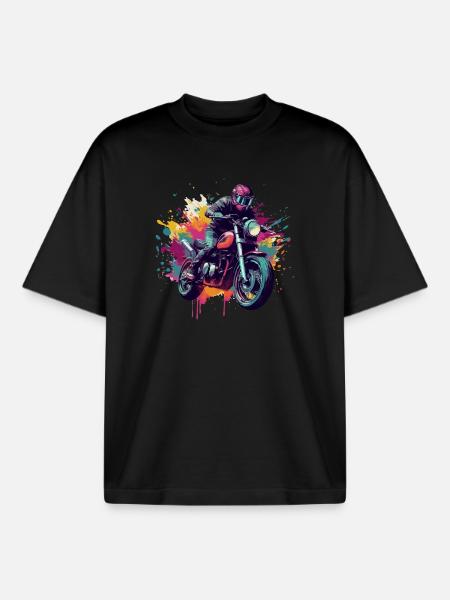 Motorrad mit Farbfleck. - Boxy Heavyweight Unisex Organic T-Shirt von Stanley/Stella - Schwarz