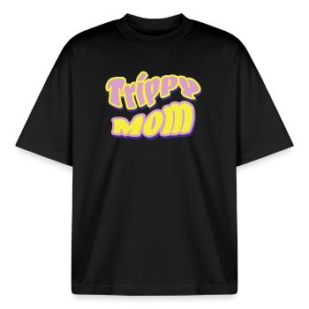 Trippy Mom Psychedelic Rock - Boxy Heavyweight Unisex Organic T-Shirt by Stanley/Stella - black - Front - AI Model Male 185 light (185cm) & AI Model Female 172 dark (172cm)