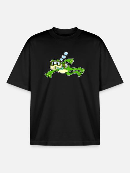 Plongeon de plongée de nage - T-shirt unisexe boxy épais biologique Stanley/Stella - noir
