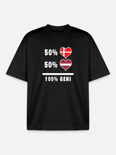 Letland og Danmark 100 % geni flag - Stanley/Stella unisex boxy heavyweight T-shirt økologisk - sort