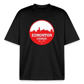 Cercle d’horizon d’Edmonton - T-shirt unisexe boxy épais biologique Stanley/Stella - noir - Devant - AI Model Male 185 light (185cm) & AI Model Female 172 dark (172cm)