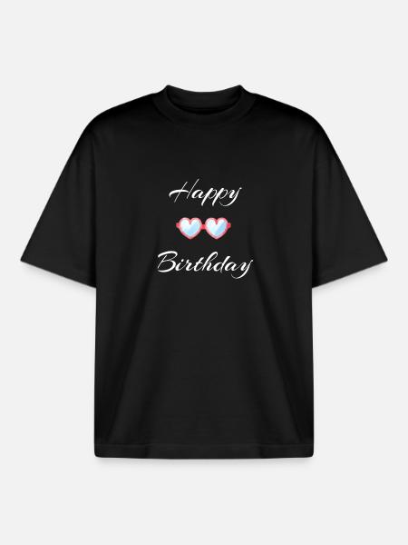 Happy Birthday Sunglasses Design - Boxy Heavyweight Unisex Organic T-Shirt by Stanley/Stella - black