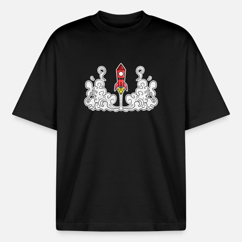 Rocket Rocket Launch Launch - Boxy Heavyweight Unisex Organic T-Shirt by Stanley/Stella - black