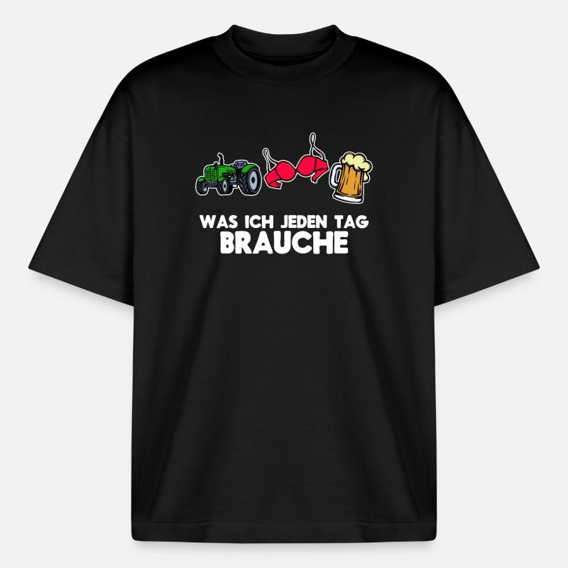 Landwirtschaft Ackerbau Bauer Traktor Statement - Boxy Heavyweight Unisex Organic T-Shirt von Stanley/Stella - Schwarz