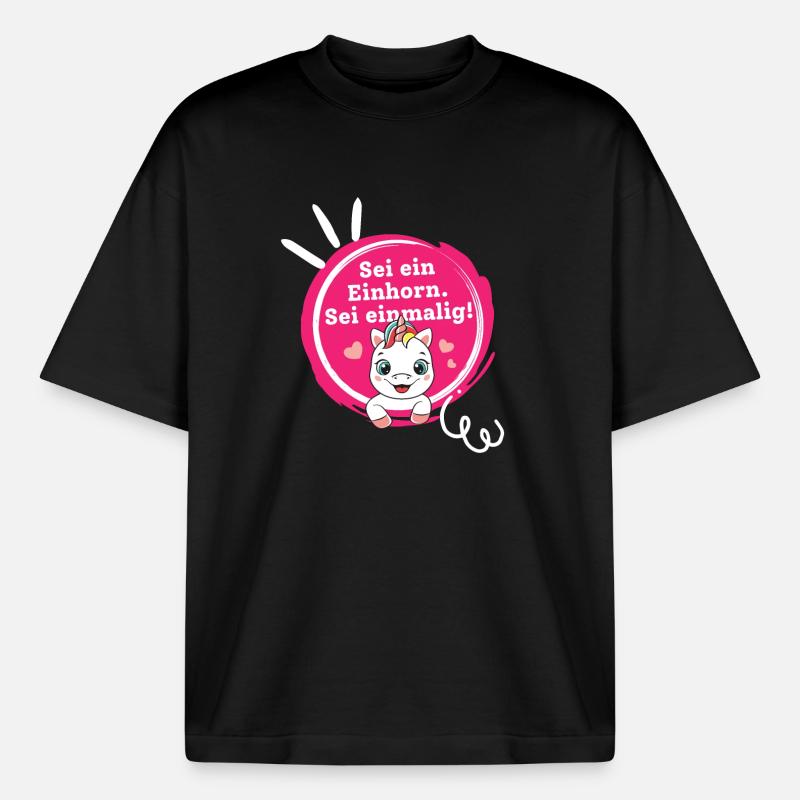 Sei ein Einhorn, Sei Einmalig! - Boxy Heavyweight Unisex Organic T-Shirt von Stanley/Stella - Schwarz