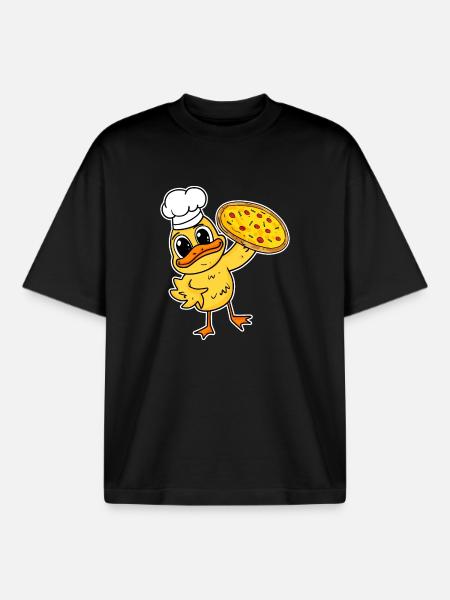 pizza maker pizza chef duck italy - Boxy Heavyweight Unisex Organic T-Shirt by Stanley/Stella - black