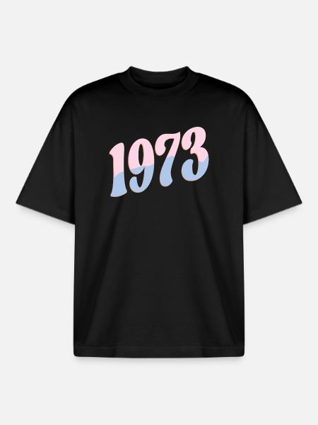 1973 Birthday Gifts Retro - Boxy Heavyweight Unisex Organic T-Shirt by Stanley/Stella - black
