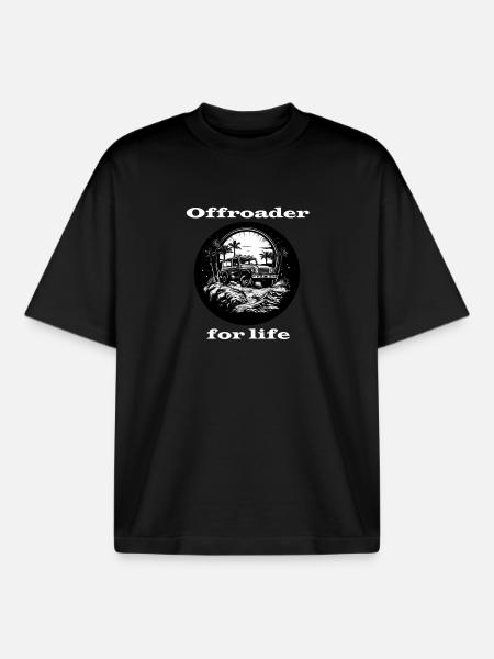 Offroader for life white - Boxy Heavyweight Unisex Organic T-Shirt by Stanley/Stella - black