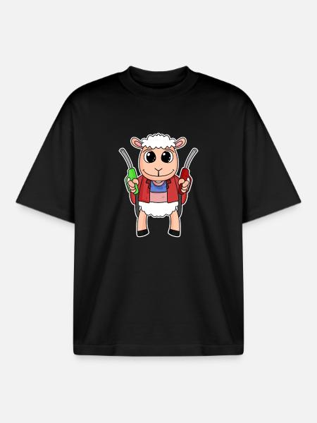 Tankwart Schaf Tankstelle - Boxy Heavyweight Unisex Organic T-Shirt von Stanley/Stella - Schwarz