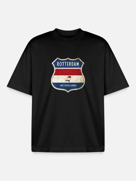 Rotterdam Niederlande Wappen Design - Boxy Heavyweight Unisex Organic T-Shirt von Stanley/Stella - Schwarz