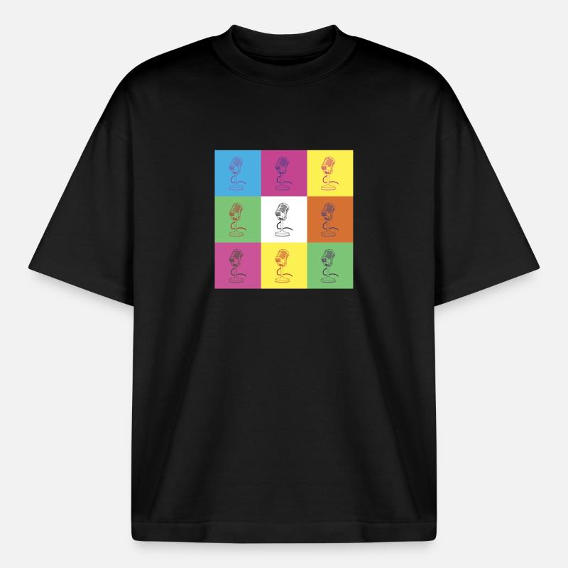 Conception du microphone - T-shirt unisexe épais coupe boxy Stanley/Stella - noir