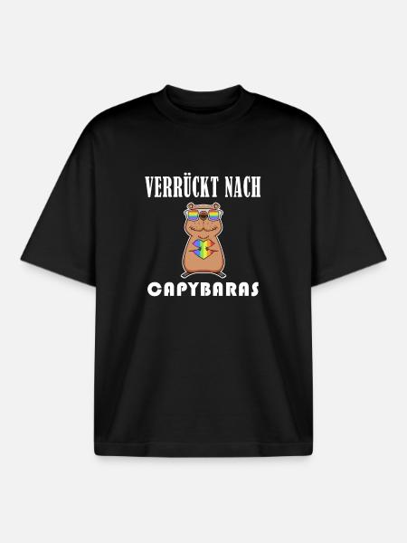 Capybara Wasserschwein Geschenk - Boxy Heavyweight Unisex Organic T-Shirt von Stanley/Stella - Schwarz