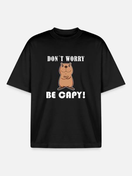 Capybara Wasserschwein - Boxy Heavyweight Unisex Organic T-Shirt by Stanley/Stella - black