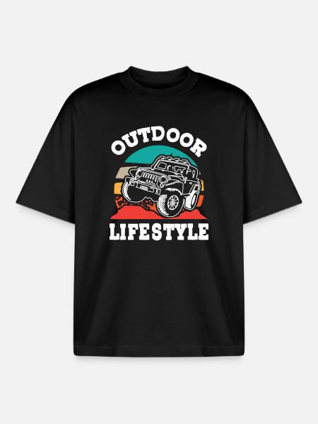 Jeeps Aventure Tout-terrain - T-shirt unisexe boxy épais biologique Stanley/Stella - noir