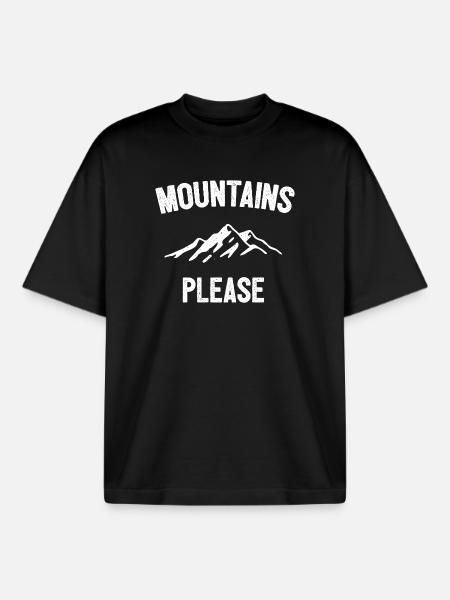 Mountains Please - Boxy Heavyweight Unisex Organic T-Shirt by Stanley/Stella - black