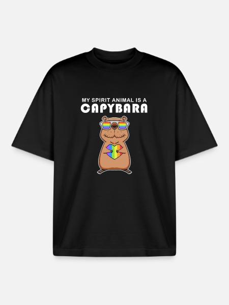 Capybara Wasserschwein Capybaras - Boxy Heavyweight Unisex Organic T-Shirt by Stanley/Stella - black