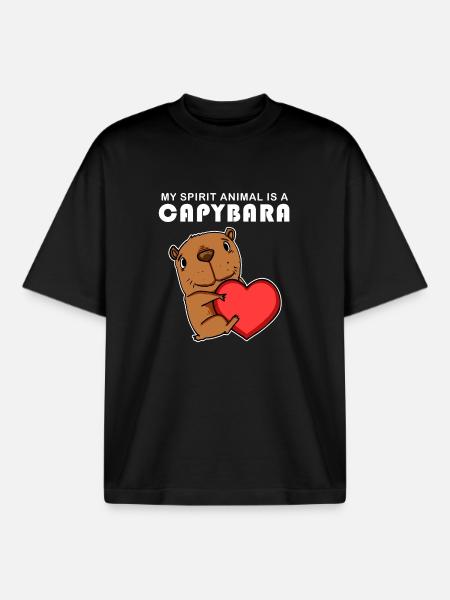 Capybara Wasserschwein Capybaras - Boxy Heavyweight Unisex Organic T-Shirt by Stanley/Stella - black