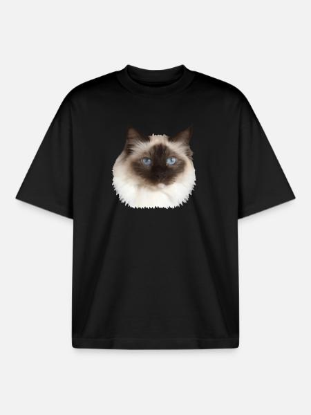 Fluffy Kitty - Boxy Heavyweight Unisex Organic T-Shirt by Stanley/Stella - black