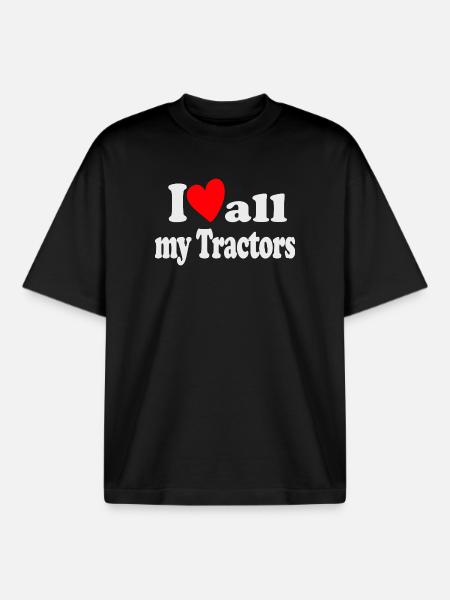 J’aime tous mes tracteurs - T-shirt unisexe boxy épais biologique Stanley/Stella - noir
