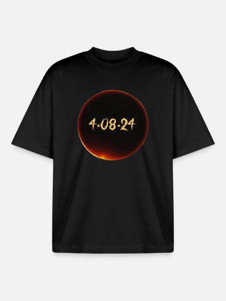 Eclipse de Soleil 2024 - T-shirt unisexe boxy épais biologique Stanley/Stella - noir