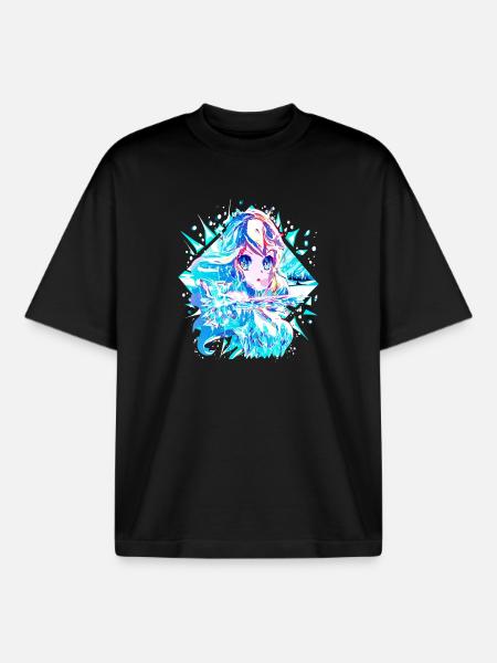 Anime Snow Queen Ice Princess - Boxy Heavyweight Unisex Organic T-Shirt by Stanley/Stella - black
