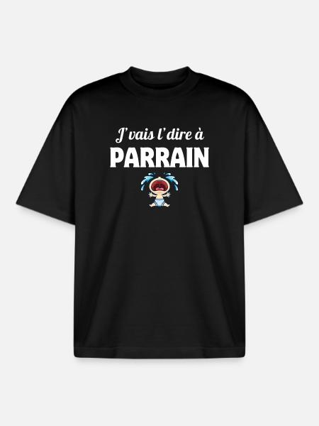 j'vais le dire, parrain, super parrain - T-shirt unisexe boxy épais biologique Stanley/Stella - noir