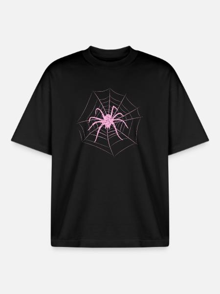 Spider in the web Halloween - Boxy Heavyweight Unisex Organic T-Shirt by Stanley/Stella - black