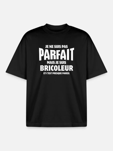 bricoleur, bricolage, bricoler - T-shirt unisexe boxy épais biologique Stanley/Stella - noir