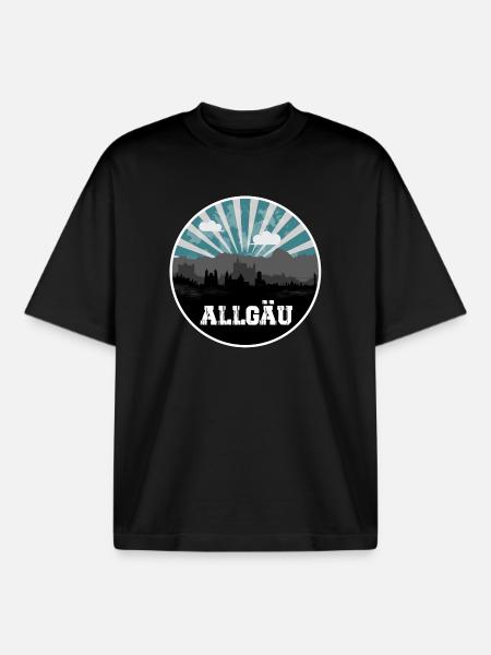 Allgäu Blue Hour Skyline - Boxy Heavyweight Unisex Organic T-Shirt by Stanley/Stella - black