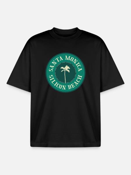 Santa Monica Beach Badge - Boxy Heavyweight Unisex Organic T-Shirt von Stanley/Stella - Schwarz