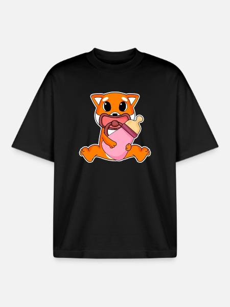 Motif Shiba Inu bébé - T-shirt unisexe boxy épais biologique Stanley/Stella - noir