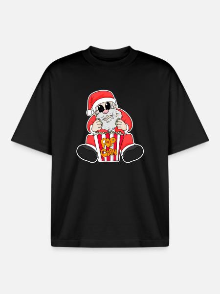 Weihnachtsmann Popcorn Weihnachten - Boxy Heavyweight Unisex Organic T-Shirt von Stanley/Stella - Schwarz
