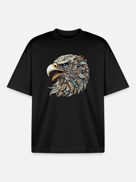 Adler mit Mandalas verziert - Boxy Heavyweight Unisex Organic T-Shirt von Stanley/Stella - Schwarz