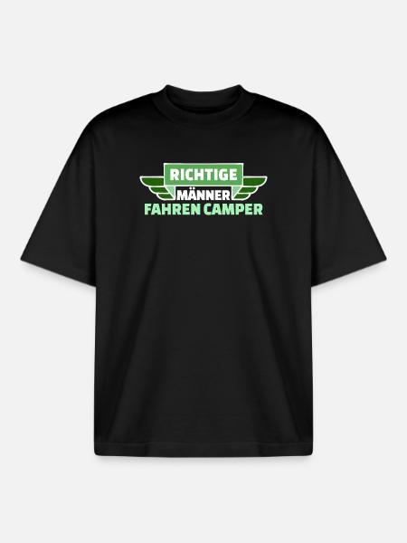 Camping Wanderer Camper Wanderlust Statement - Boxy Heavyweight Unisex Organic T-Shirt von Stanley/Stella - Schwarz