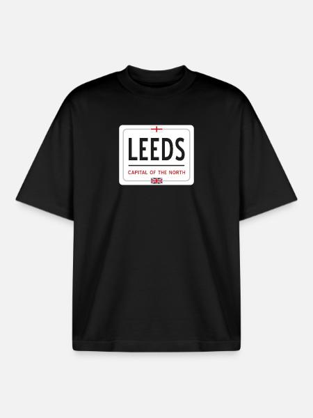 Leeds town sign - Boxy Heavyweight Unisex Organic T-Shirt by Stanley/Stella - black