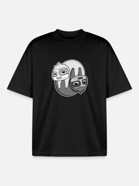 Yin Yang Sign Sloth - Boxy Heavyweight Unisex Organic T-Shirt by Stanley/Stella - black
